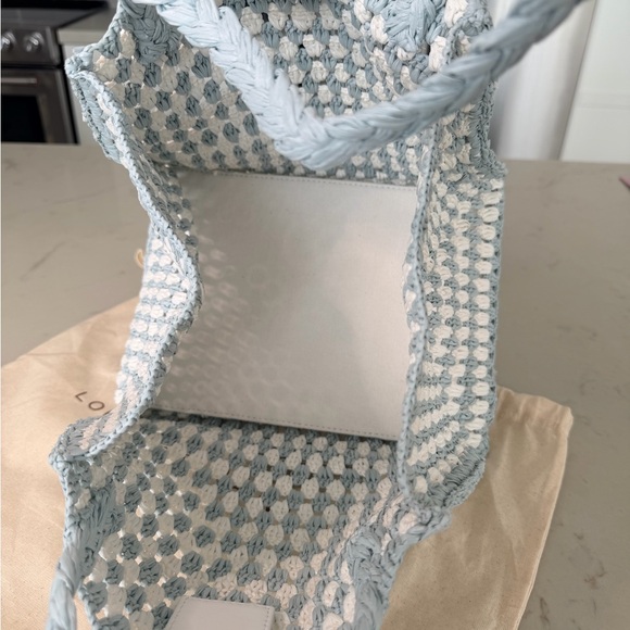Loeffler Randall Missy Crochet Light Blue and WhiteTote NWT - Picture 3 of 3